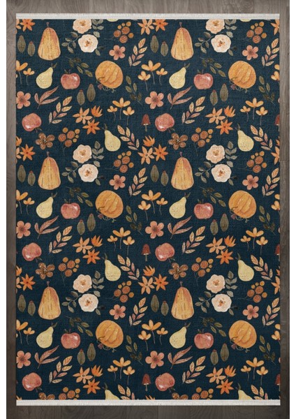 Figürlü Sarı Pamuk Dikdörtgen Modern Desenli Pamuk Makinada Yıkanabilir Hav Toz Vermez Leke Tutmayan Kaymaz Taban Dijital Makine Baskı Salon Yolluk Mutfak Halı