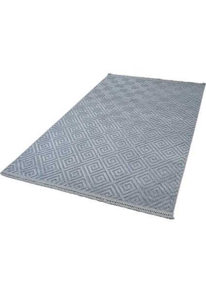 Gri Geometrik Etnik Modern Desenli Hav Vermeyen Leke Tutmayan Kolay Temizlenen Yumuşak Makine Salon Yolluk Mutfak Halı