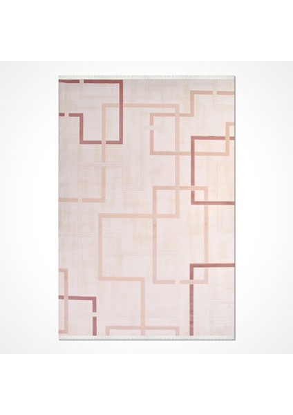 Maliyah Geometrik Krem Akrilik Dikdörtgen Modern Desenli Akrilik Hav Vermeyen Leke Tutmayan Kolay Temizlenen Yumuşak Makine Salon Yolluk Mutfak Halı