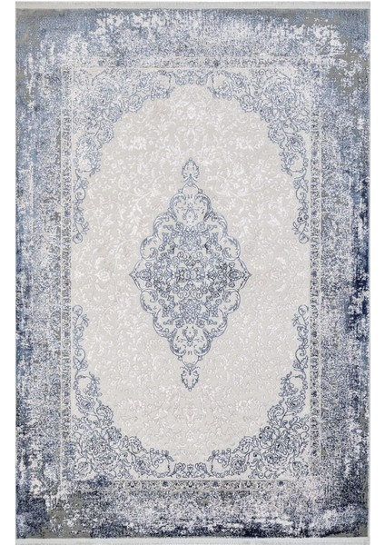 Klasik Mavi Akrilik Dikdörtgen Modern Desenli Akrilik Hav Vermeyen Leke Tutmayan Kolay Temizlenen Yumuşak Makine Salon Yolluk Mutfak Halı