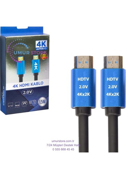 HDMI Kablo Gold 2.0V 2k 4K Hdtv 1.5 mt