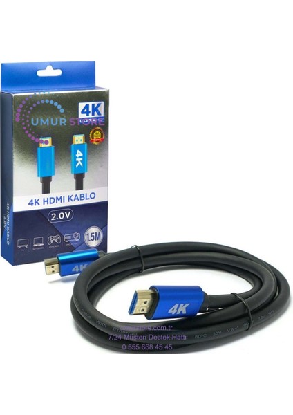 HDMI Kablo Gold 2.0V 2k 4K Hdtv 1.5 mt fiyatları