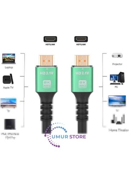 5mt 8k 60HZ HDMI 2.1 - Ethernet 48 Gbps Metal Başlık HDMI Kablo fiyatları