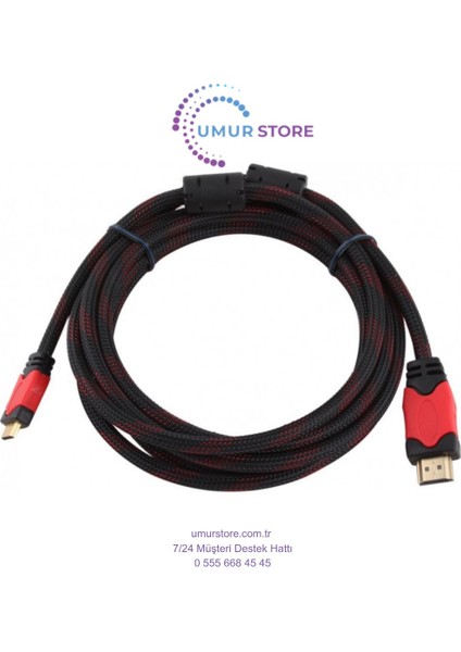 5m Metre 1080P Hasır Örgülü HDMI Kablo