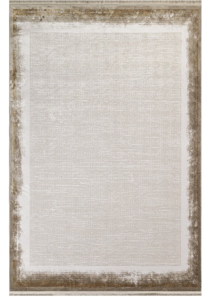 Ratlam Çerçeveli Krem Akrilik Dikdörtgen Modern Desenli Akrilik Hav Vermeyen Leke Tutmayan Kolay Temizlenen Yumuşak Makine Salon Yolluk Mutfak Halı