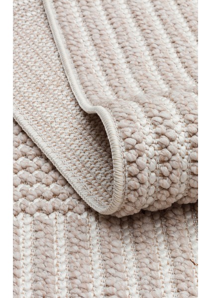 Bej Geometrik Etnik Modern Desenli Hav Vermeyen Leke Tutmayan Kolay Temizlenen Yumuşak Makine Salon Yolluk Mutfak Halı