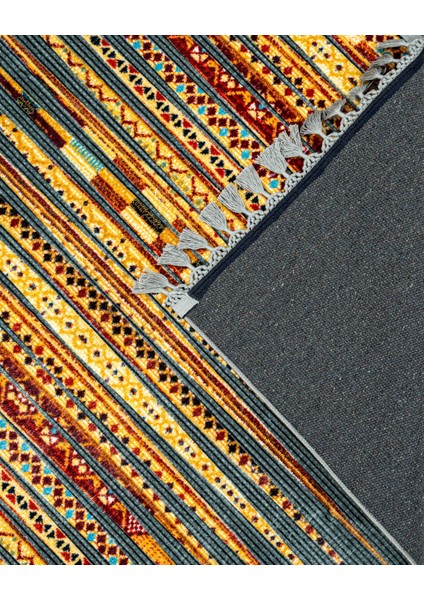 Pragna Turuncu Modern Etnik Desenli Kadife Makinada Yıkanabilir Hav Toz Vermez Leke Tutmayan Kaymaz Taban Dijital Makine Baskı Salon Yolluk Mutfak Halı fırsatları