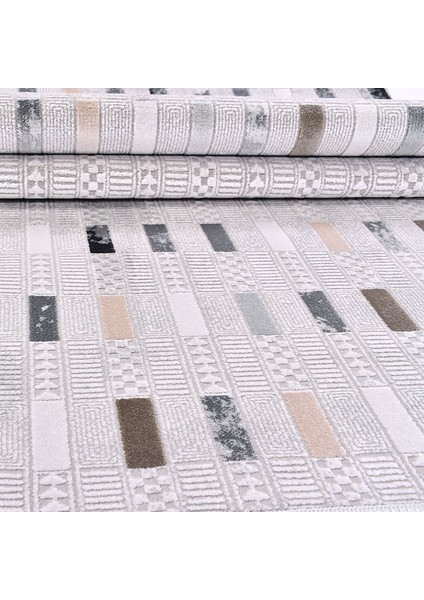 Jade Geometrik Krem Pamuk Dikdörtgen Modern Desenli Akrilik Hav Vermeyen Leke Tutmayan Kolay Temizlenen Yumuşak Makine Salon Yolluk Mutfak Halı fırsatları