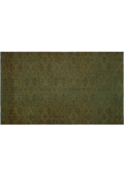 Yeşil Çiçekli Yün Modern Desenli Yün Hav Toz Vermez Leke Tutmayan Salon Yolluk Mutfak El Dokuma Halı