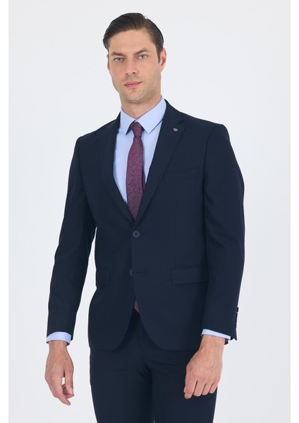 Lacivert Düz Gabardin Mono Yaka 2 Düğme 6 Drop Comfort Fit Basic Takım Elbise 1001250010_206 fiyatları