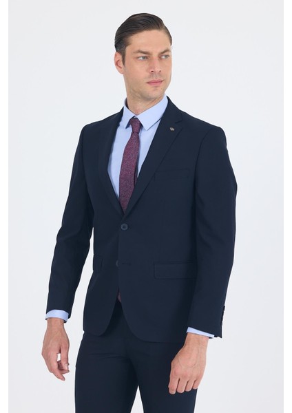 Lacivert Düz Gabardin Mono Yaka 2 Düğme 6 Drop Comfort Fit Basic Takım Elbise 1001250010_206 modelleri