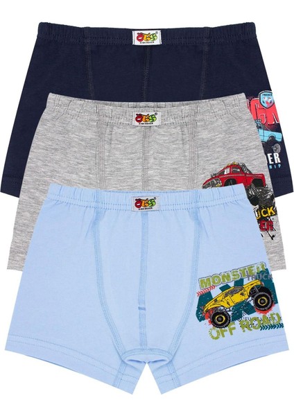 Erkek Çocuk Boxer 3'lü Baskılı (%96 Pamuk - %4 Elastan)