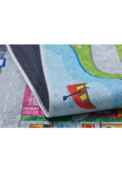 Caceres Figürlü Yeşil Polyester Kare Modern Desenli Pamuk Makinada Yıkanabilir Hav Toz Vermez Leke Tutmayan Kaymaz Taban Dijital Makine Baskı Salon Yolluk Mutfak Halı fırsatları