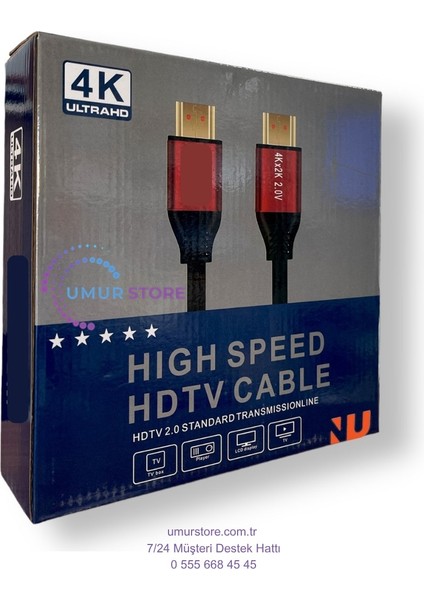 4K HDMI Kablo 2.0 Hızlı 3D Altın Uçlu - 1,5 Metre
