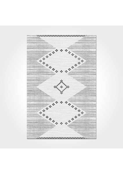 Mckenzie Geometrik Gri Pamuk Dikdörtgen Modern Desenli Akrilik Hav Vermeyen Leke Tutmayan Kolay Temizlenen Yumuşak Makine Salon Yolluk Mutfak Halı