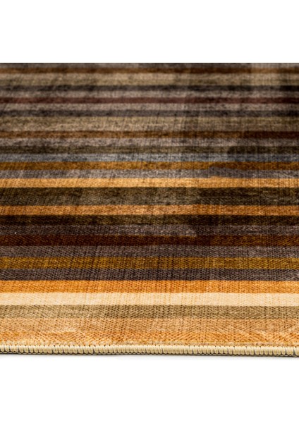 Pratyaksh Kahverengi Çerçeveli Etnik Modern Desenli Bambu Makinada Yıkanabilir Hav Toz Vermez Leke Tutmayan Kaymaz Taban Dijital Makine Baskı Salon Yolluk Mutfak Halı modelleri