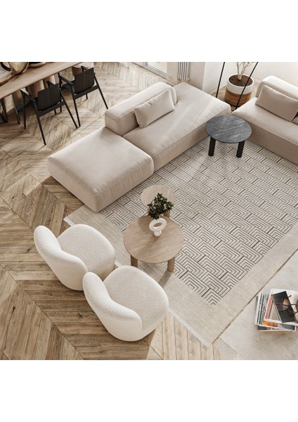 Geometrik Bej Pamuk Daire Modern Desenli Pamuk Makinada Yıkanabilir Hav Toz Vermez Leke Tutmayan Kaymaz Taban Dijital Makine Baskı Salon Yolluk Mutfak Halı fırsatları