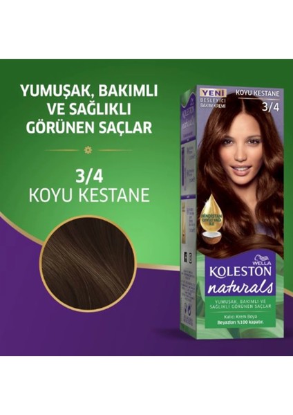 Naturals Saç Boyası Koyu Kestane 3/4 2x Paket indirimleri