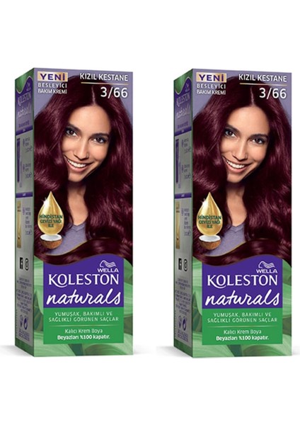 Naturals Saç Boyası Kızıl Kestane 3/66 2x Paket