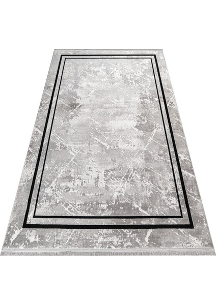 Chhindwara Çerçeveli Gri Akrilik Dikdörtgen Modern Desenli Akrilik Hav Vermeyen Leke Tutmayan Kolay Temizlenen Yumuşak Makine Salon Yolluk Mutfak Halı fırsatları