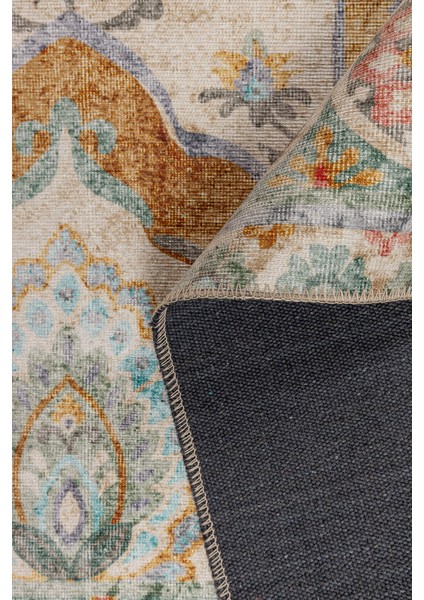 Algarve Klasik Krem Polyester Dikdörtgen Modern Desenli Pamuk Makinada Yıkanabilir Hav Toz Vermez Leke Tutmayan Kaymaz Taban Dijital Makine Baskı Salon Yolluk Mutfak Halı fırsatları