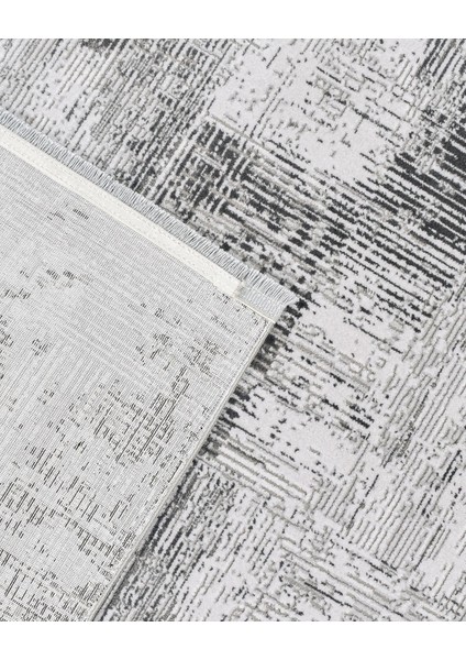 Leilani Çizgili Gri Pamuk Dikdörtgen Modern Desenli Akrilik Hav Vermeyen Leke Tutmayan Kolay Temizlenen Yumuşak Makine Salon Yolluk Mutfak Halı fırsatları