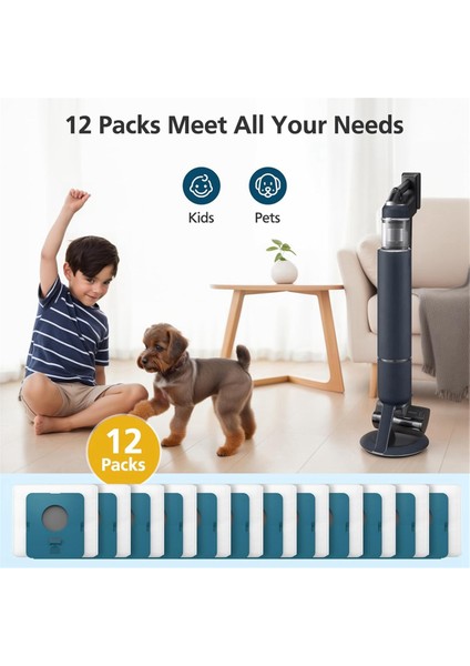 Samsung Bespoke Jet Kablosuz Dikey Elektrikli Süpürge Için 12 Paket VCA-ADB953 Toz Torbası, Parça VCA-ADB953/AA ile Karşılaştırın (Yurt Dışından) modelleri