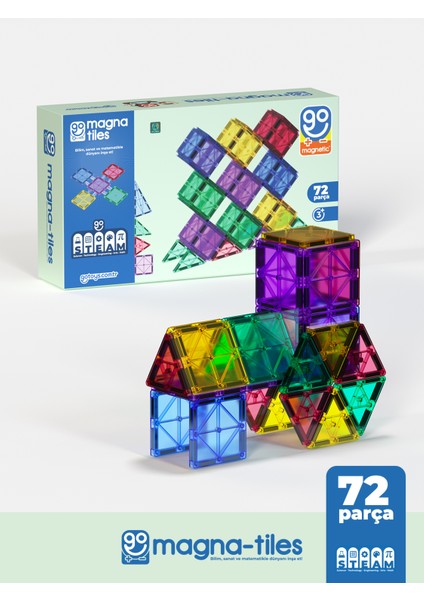 Go Magna-Tiles 72 Parça Manyetik Yapı Blokları Original - Mıknatıslı Eğitici Oyuncak