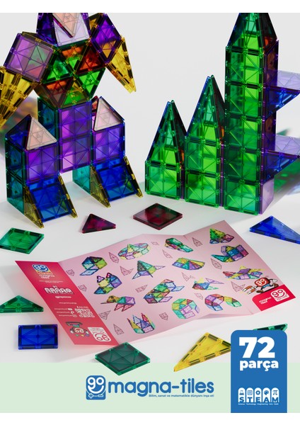Go Magna-Tiles 72 Parça Manyetik Yapı Blokları Original - Mıknatıslı Eğitici Oyuncak fiyatları