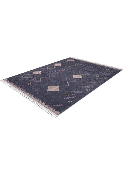 Toszek Lacivert Modern Etnik Desenli Pamuk Makinada Yıkanabilir Hav Toz Vermez Leke Tutmayan Kaymaz Taban Dijital Makine Baskı Salon Yolluk Mutfak Halı fiyatları