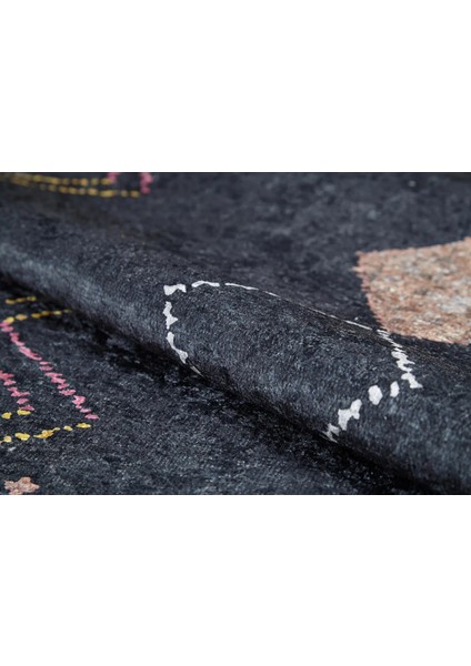 Toszek Lacivert Modern Etnik Desenli Pamuk Makinada Yıkanabilir Hav Toz Vermez Leke Tutmayan Kaymaz Taban Dijital Makine Baskı Salon Yolluk Mutfak Halı fırsatları