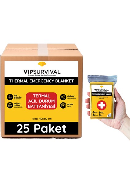 Acil Durumlar Için Termal Battaniye Vücut Isınızı Koruyun 25 Adet