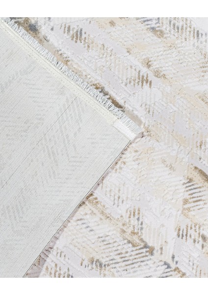 Skye Çizgili Krem Akrilik Kare Modern Desenli Akrilik Hav Vermeyen Leke Tutmayan Kolay Temizlenen Yumuşak Makine Salon Yolluk Mutfak Halı fırsatları