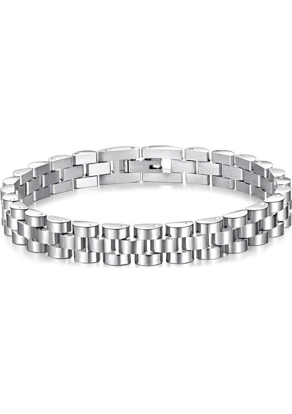 Gri Çelik 8 mm Çelik Parlak ve Mat Erkek Bileklik EU36