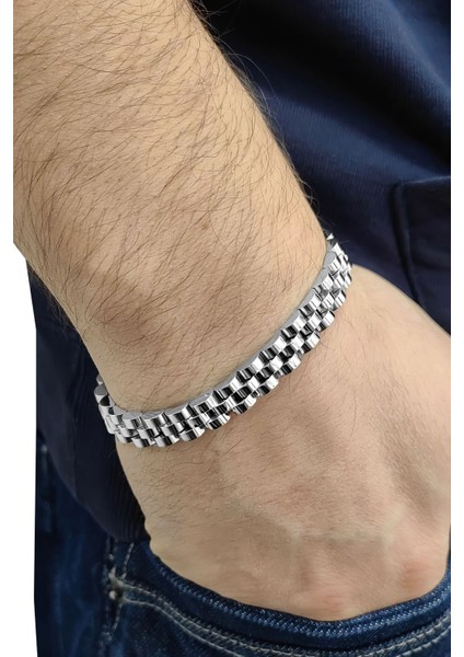 Gri Çelik 8 mm Çelik Parlak ve Mat Erkek Bileklik EU36 modelleri