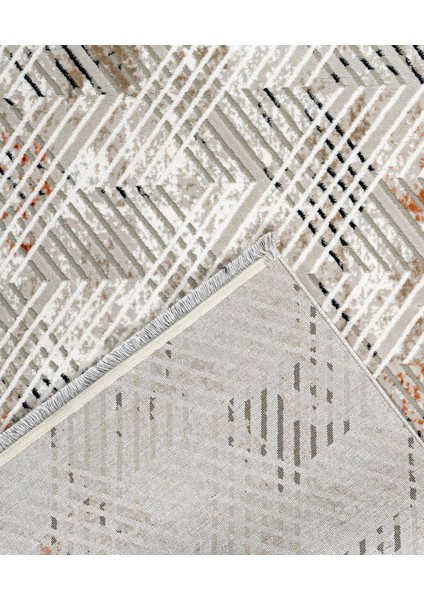 Tabitha Çizgili Gri Akrilik Kare Modern Desenli Akrilik Hav Vermeyen Leke Tutmayan Kolay Temizlenen Yumuşak Makine Salon Yolluk Mutfak Halı modelleri