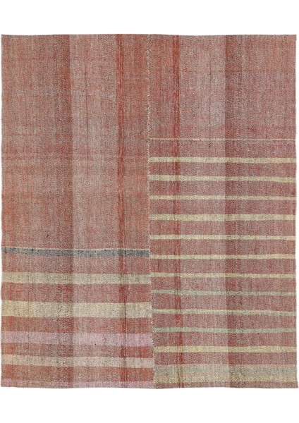 Girit Bej Çizgili Yün Modern Desenli Yün Hav Toz Vermez Leke Tutmayan Salon Yolluk Mutfak El Dokuma Halı