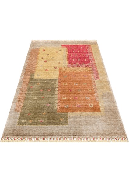 Geometrik Sarı Tensel Dikdörtgen Modern Desenli Akrilik Hav Vermeyen Leke Tutmayan Kolay Temizlenen Yumuşak Makine Salon Yolluk Mutfak Halı modelleri