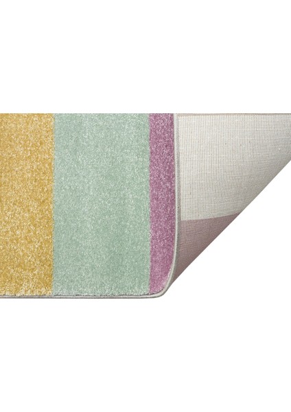 Nuziders Pembe Çizgili Etnik Modern Desenli Poliproplen Hav Vermeyen Leke Tutmayan Kolay Temizlenen Yumuşak Makine Salon Yolluk Mutfak Halı fırsatları