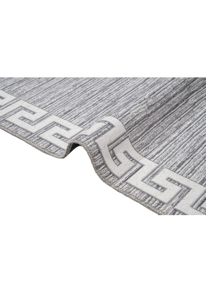 Hoogeveen Geometrik Gri Polyester Dikdörtgen Modern Desenli Pamuk Makinada Yıkanabilir Hav Toz Vermez Leke Tutmayan Kaymaz Taban Dijital Makine Baskı Salon Yolluk Mutfak Halı fırsatları