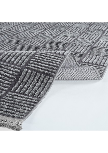 Antrasit Geometrik Etnik Modern Desenli Hav Vermeyen Leke Tutmayan Kolay Temizlenen Yumuşak Makine Salon Yolluk Mutfak Halı modelleri