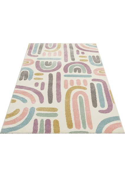 Mittelberg Pembe Figürlü Etnik Modern Desenli Poliproplen Hav Vermeyen Leke Tutmayan Kolay Temizlenen Yumuşak Makine Salon Yolluk Mutfak Halı indirimleri