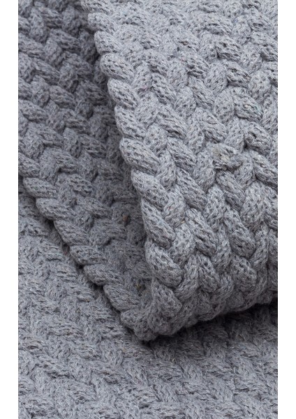 Gri Düz Etnik Modern Desenli Pamuk Jüt Halı