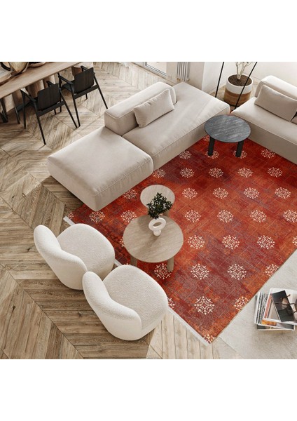 Geometrik Kırmızı Pamuk Dikdörtgen Modern Desenli Pamuk Makinada Yıkanabilir Hav Toz Vermez Leke Tutmayan Kaymaz Taban Dijital Makine Baskı Salon Yolluk Mutfak Halı fırsatları