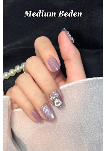 Kedi Gözü Medıum Beden 10 Adet Takma Tırnak Seti Kutulu T057