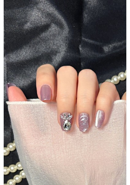 Kedi Gözü Medıum Beden 10 Adet Takma Tırnak Seti Kutulu T057 modelleri