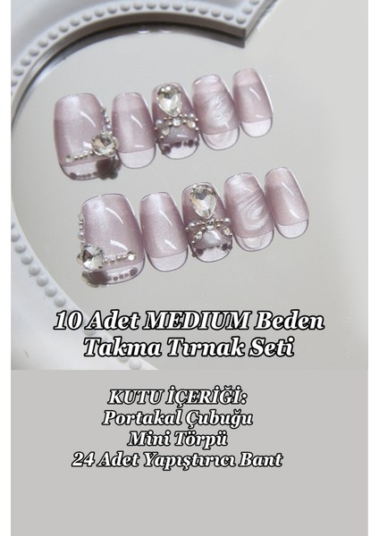 Kedi Gözü Medıum Beden 10 Adet Takma Tırnak Seti Kutulu T057 fırsatları