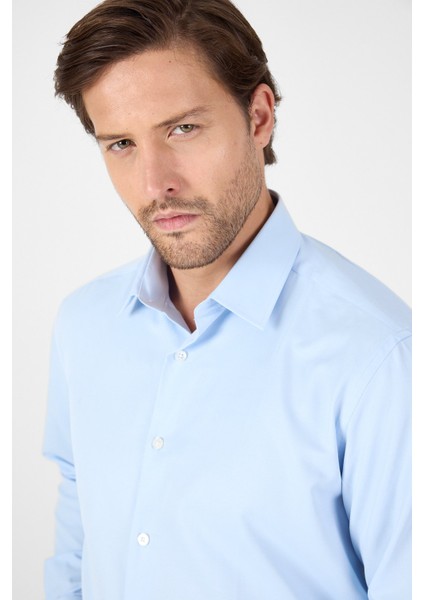 Koyu Mavi Uzun Kol Sert Yaka Cepsiz Comfort Fit Pamuklu Gömlek 1004250914 modelleri