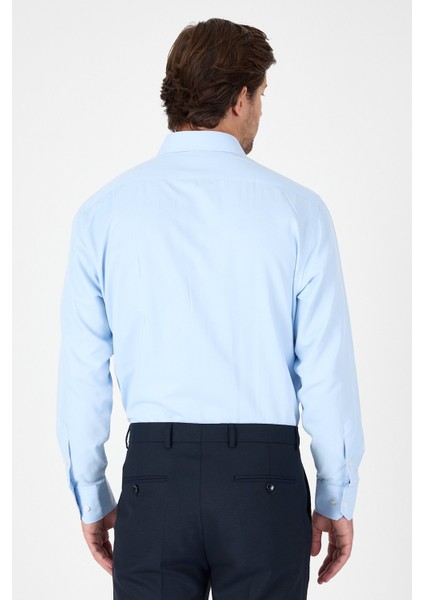 Koyu Mavi Uzun Kol Sert Yaka Cepsiz Comfort Fit Pamuklu Gömlek 1004250914 fırsatları