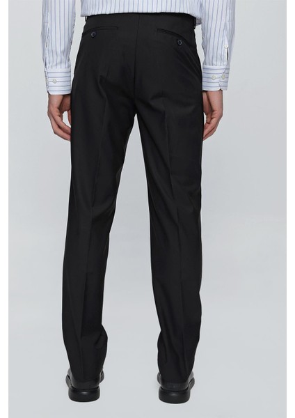 Siyah Gabardin Yan Cep Açık Paça Basic Comfort Fit Esnek Pantolon 1003255005